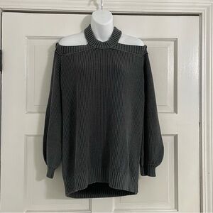 VICI Collection Cold Shoulder Cotton‎ Sweater Gray Knitted NEW